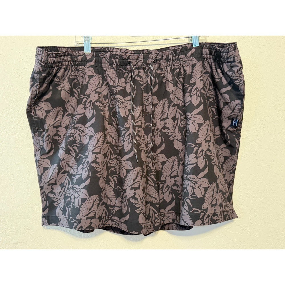 LL Bean Mens Swim Trunks XXXL Black Gray Tropical Leaf Board Shorts 524836
